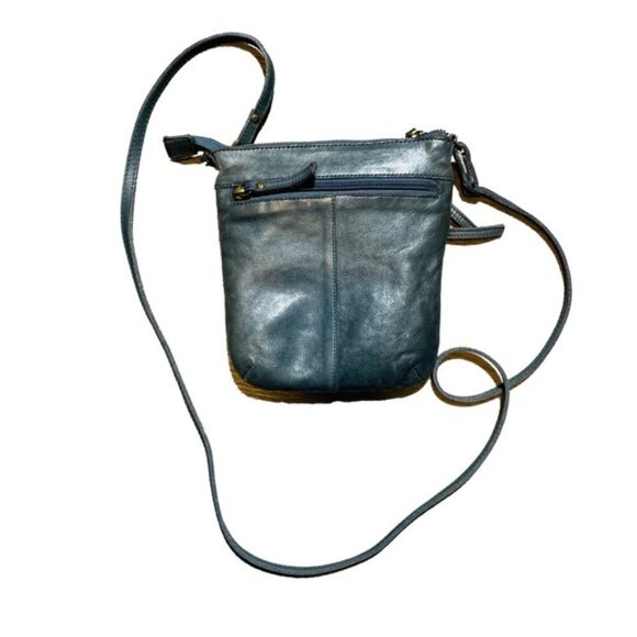 Cochoa Leather Crossbody Purse Blue Green Teal Small - Picture 2 of 7